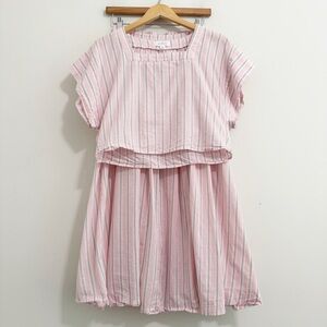 Mable Sydney Square Neck Striped Pink Skirt Set Small